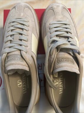 Valentino women’s  Taupe Suede Sneakers with Gum Sole